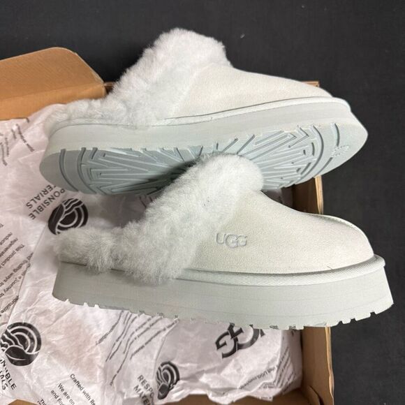 New Ugg Disquette Goose Platform Shearling Slippers 7 - Picture 3 of 7